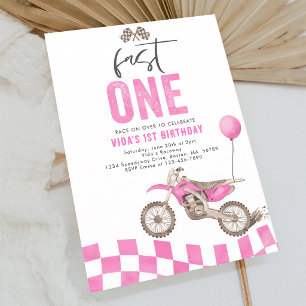 Invitation Anniversaire de première année Fast One fille moto