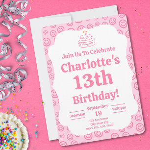 Invitation Anniversaire de Preppy Pink Y2K