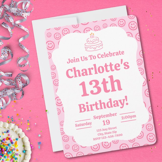 Invitation Anniversaire de Preppy Pink Y2K (Créateur téléchargé)
