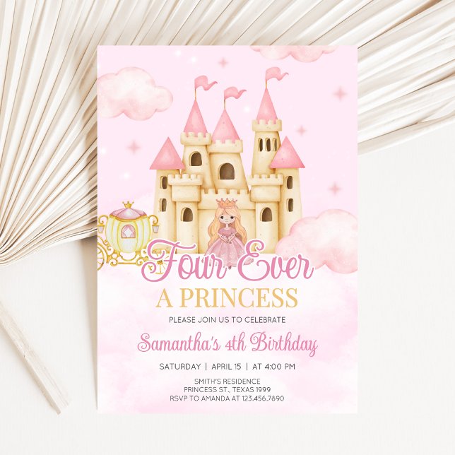 Invitation Anniversaire de Princesse (Four Ever Princess Birthday Party Invitation)