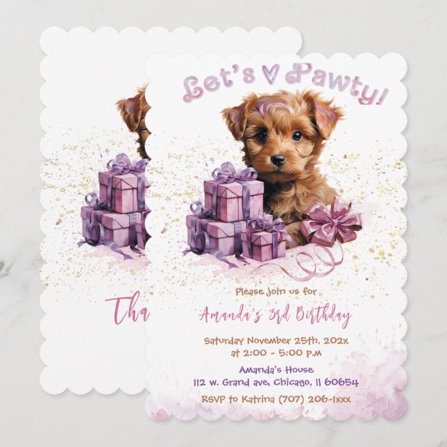 Invitation Anniversaire de Puppy Dog Pals (Devant / Derrière)