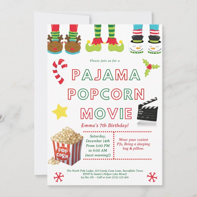 Invitation anniversaire de pyjama party pour enfan (Devant)