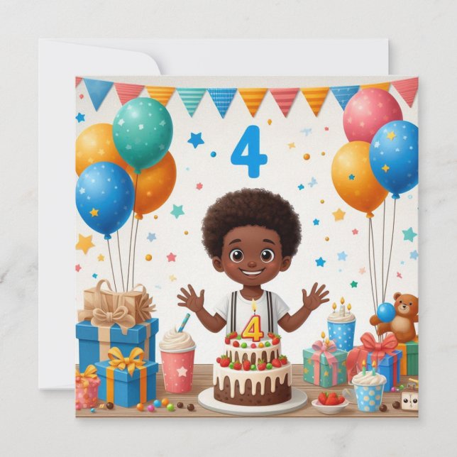 Invitation anniversaire de quatre ans (Devant)