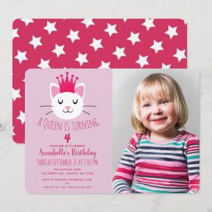Invitation Anniversaire de Queen Kitty Cute Girl