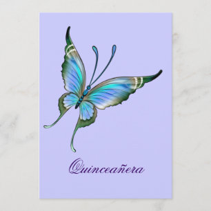Invitation Anniversaire de Quinceanera de papillon pourpre