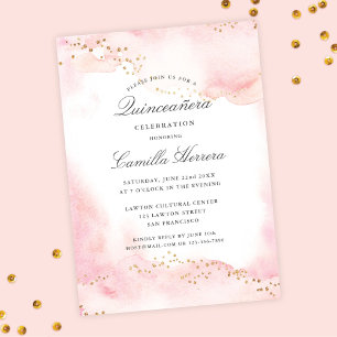 Invitation Anniversaire de Quinceañera en or rose élégant
