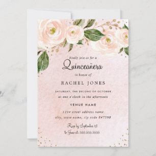Invitation Anniversaire de Quinceanera en or rose pâle