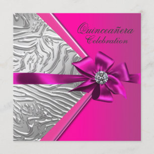 Invitation Anniversaire de Quinceanera rose chaude