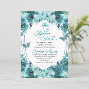 Invitation Anniversaire de Quinceanera Turquoise
