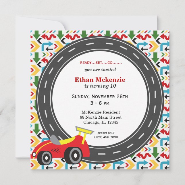 Invitation Anniversaire de Racecar (Devant)