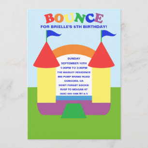 Invitation Anniversaire de Rainbow Bounce Boundge House