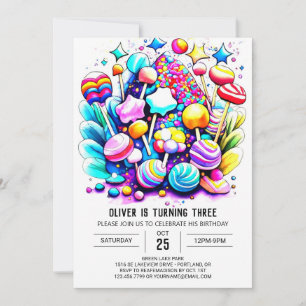 Invitation Anniversaire de Rainbow Candyland personnalisé