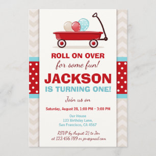 Invitation Anniversaire de Red Wagon Bleu de Red W