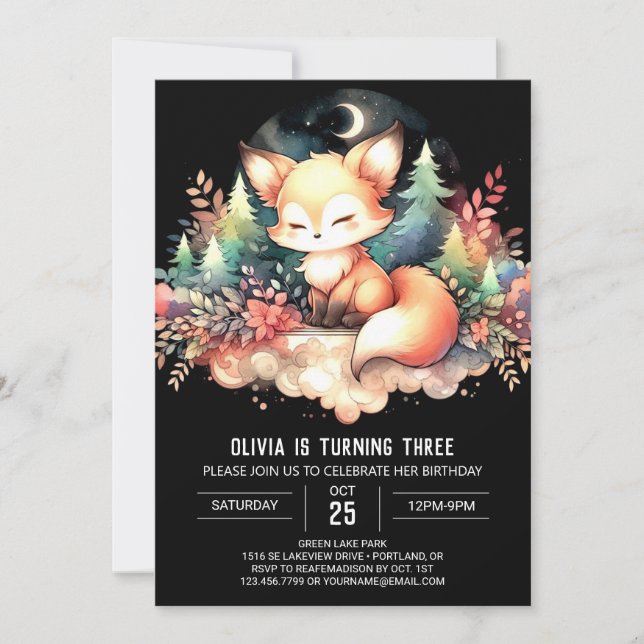 Invitation Anniversaire de Renard Imprimable (Devant)
