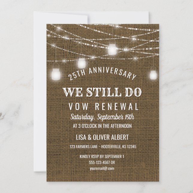 Invitation Anniversaire de renouvellement du Mason Jar Vow (Devant)