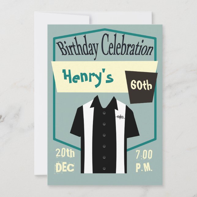 Invitation Anniversaire de Retro Hipster Bowling Rockabilly (Devant)