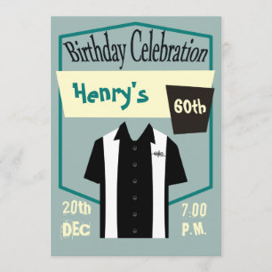 Invitation Anniversaire de Retro Hipster Bowling Rockabilly