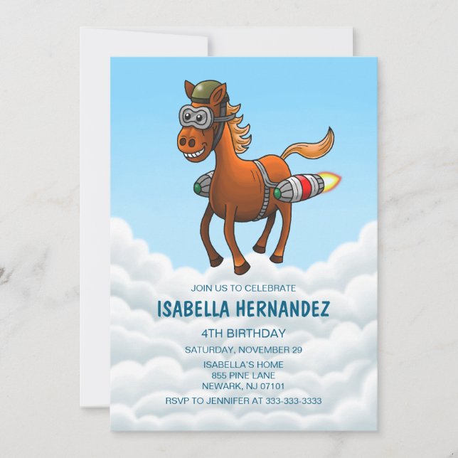 Invitation Anniversaire de Rocket Pony (Devant)