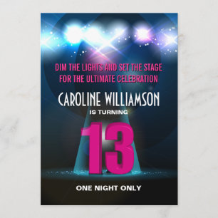 Invitation Anniversaire de rose d'étoile de projecteur 13ème