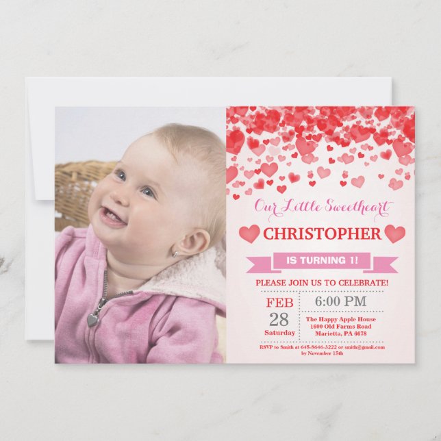 Invitation Anniversaire de Saint-Valentin Notre Petit Amoureu (Devant)