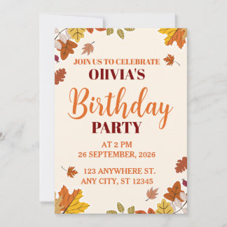 Invitation Anniversaire de saison automnale