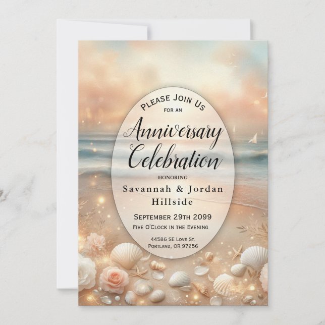 Invitation Anniversaire de Seaside Sparkle et Sunset Dreams (Devant)