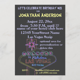 Invitation Anniversaire de signe de bande de Las Vegas 21ème