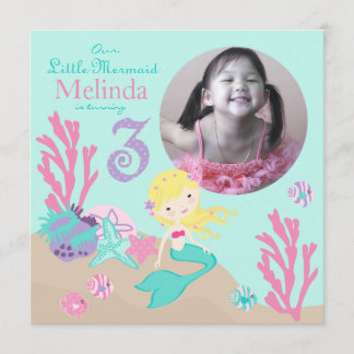 Invitation Anniversaire de sirène blonde troisième