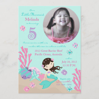 Invitation Anniversaire de sirène de brune cinquième