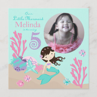 Invitation Anniversaire de sirène de brune cinquième