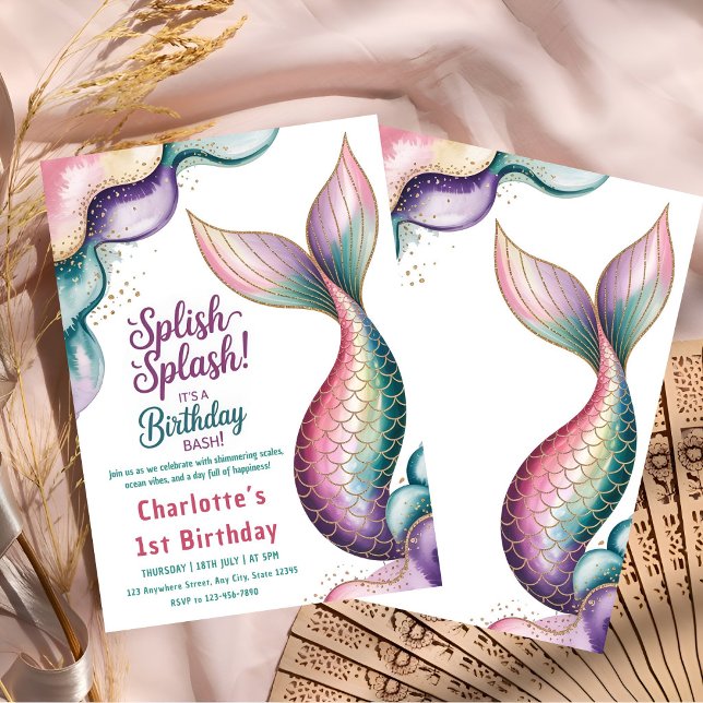 Invitation Anniversaire de Sirène Fantaisiste (Créateur téléchargé)