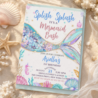 Invitation anniversaire de sirène sous l'eau