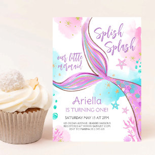 Invitation Anniversaire de Sirène Splish Splash Sous la Mer