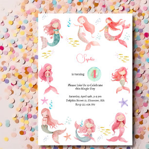 Invitation Anniversaire de sirènes pour enfants sous la mer