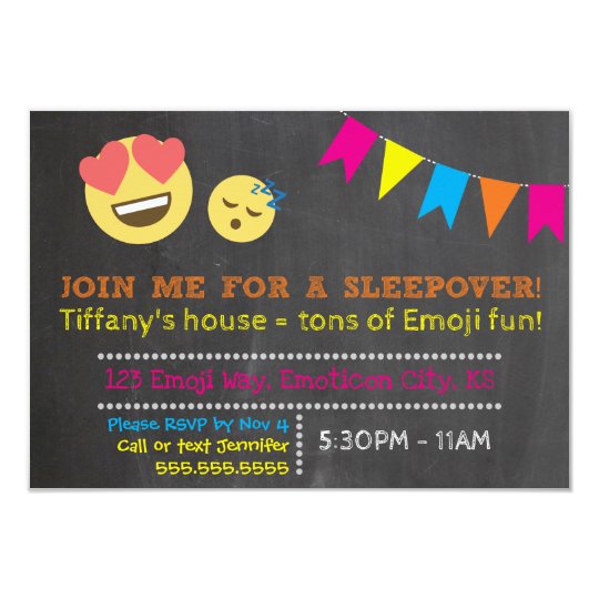 Invitation Anniversaire De Sleepover D Emoji Zazzle Fr