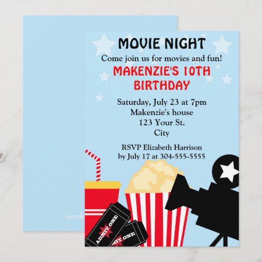 Invitation Anniversaire De Soiree Cinema Zazzle Fr