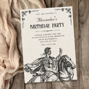 Invitation anniversaire de soldat chevalier romain classique