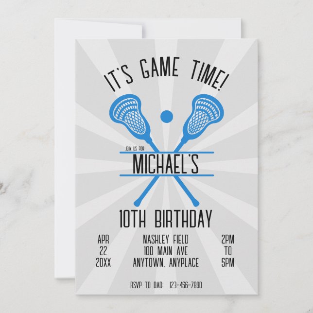 Invitation Anniversaire de sports de crosse (Devant)