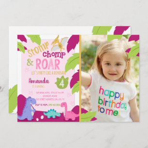 Invitation Anniversaire de Stomp, Chomp et Dinosau