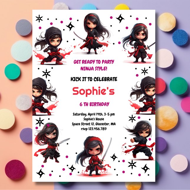 Invitation Anniversaire de style ninja pour enfants (Créateur téléchargé)