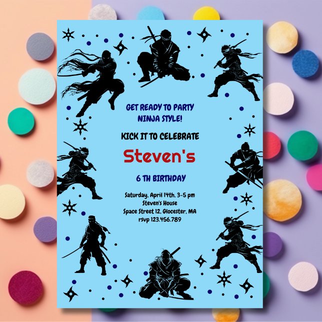 Invitation Anniversaire de style ninja pour enfants (Créateur téléchargé)