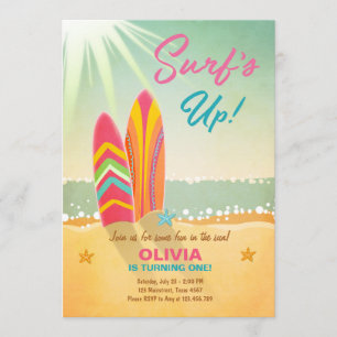 Invitation Anniversaire de surf Surf de plage