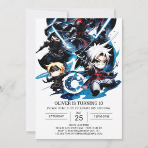 Invitation Anniversaire de Surprise Ninja pour enfants