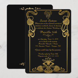 Invitation Anniversaire de sweet sixteen, style de Gatsby,