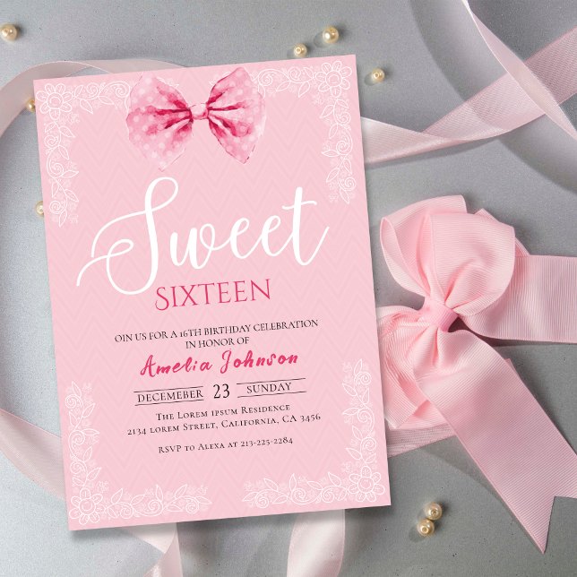 Invitation Anniversaire de Sweet sixteen vintage rose pâle (Créateur téléchargé)