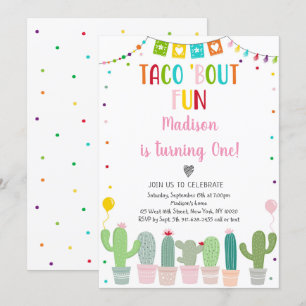 Invitation Anniversaire de Taco Bout Fun Cactus Fiesta Girl