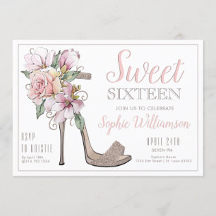 Invitation Anniversaire de talons hauts de sweet sixteen
