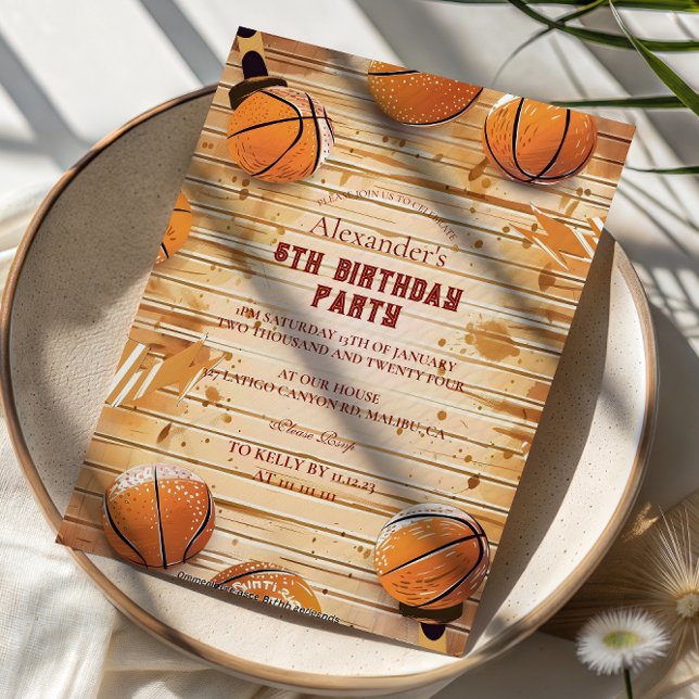 Invitation Anniversaire de terrain de basket-ball rétro (Créateur téléchargé)
