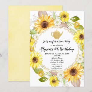 Invitation Anniversaire de thé de tournesols