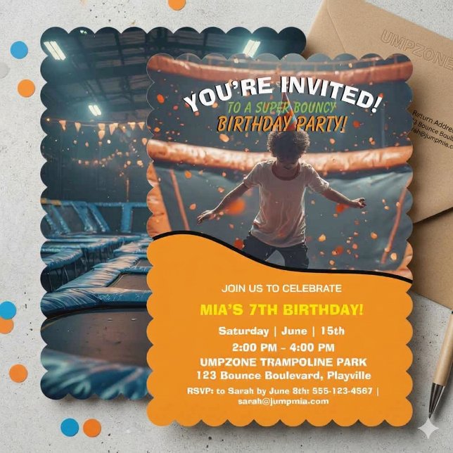 Invitation anniversaire de trampoline modifiable  (Créateur téléchargé)